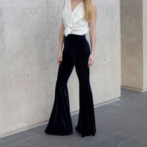 Blue velvet bell bottoms